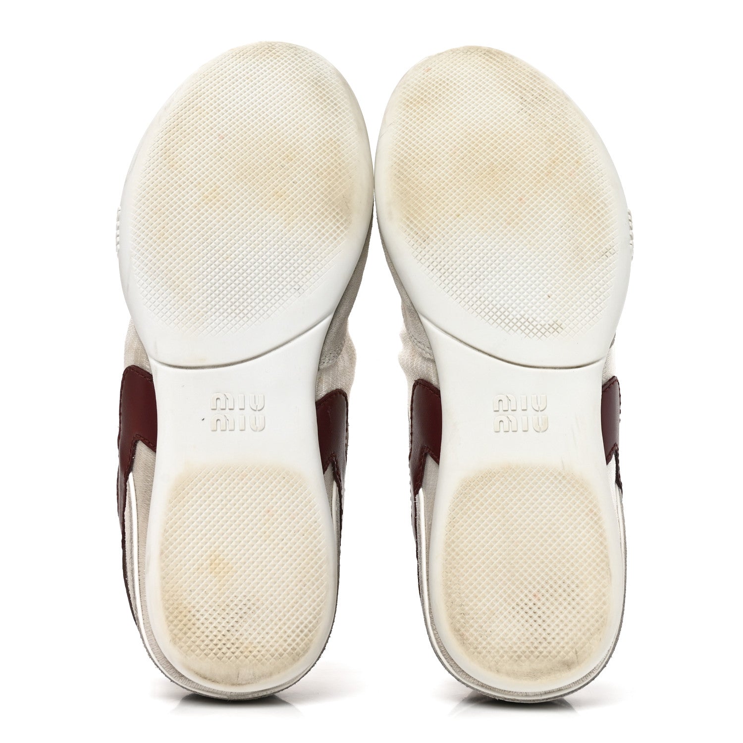 Miu Miu Technical Fabric Suede Gymnasium Sneakers 38 White Burgundy 6 of 8