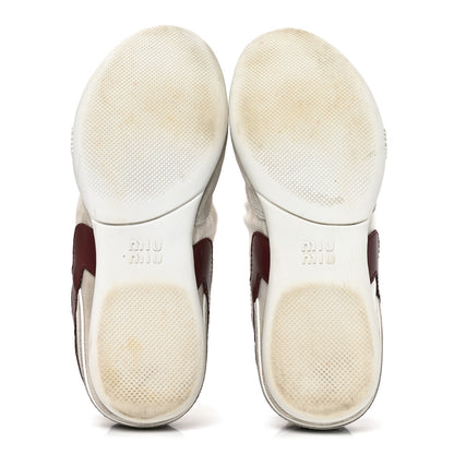 Miu Miu Technical Fabric Suede Gymnasium Sneakers 38 White Burgundy 6 of 8