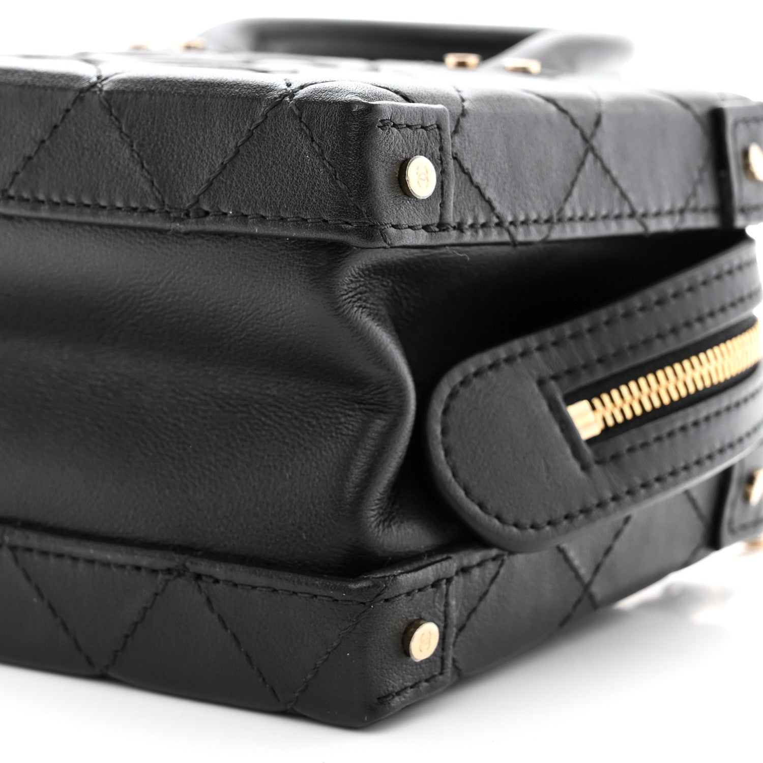 Chanel Calfskin Quilted Small Studded Square Vanity Case Black 10 of 11