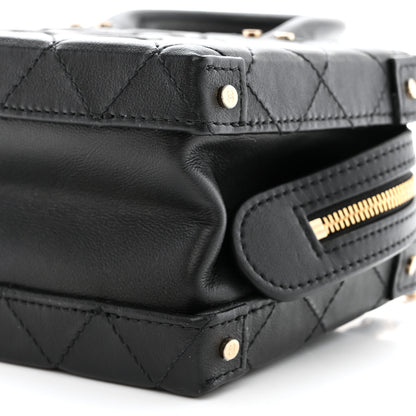 Chanel Calfskin Quilted Small Studded Square Vanity Case Black 10 of 11