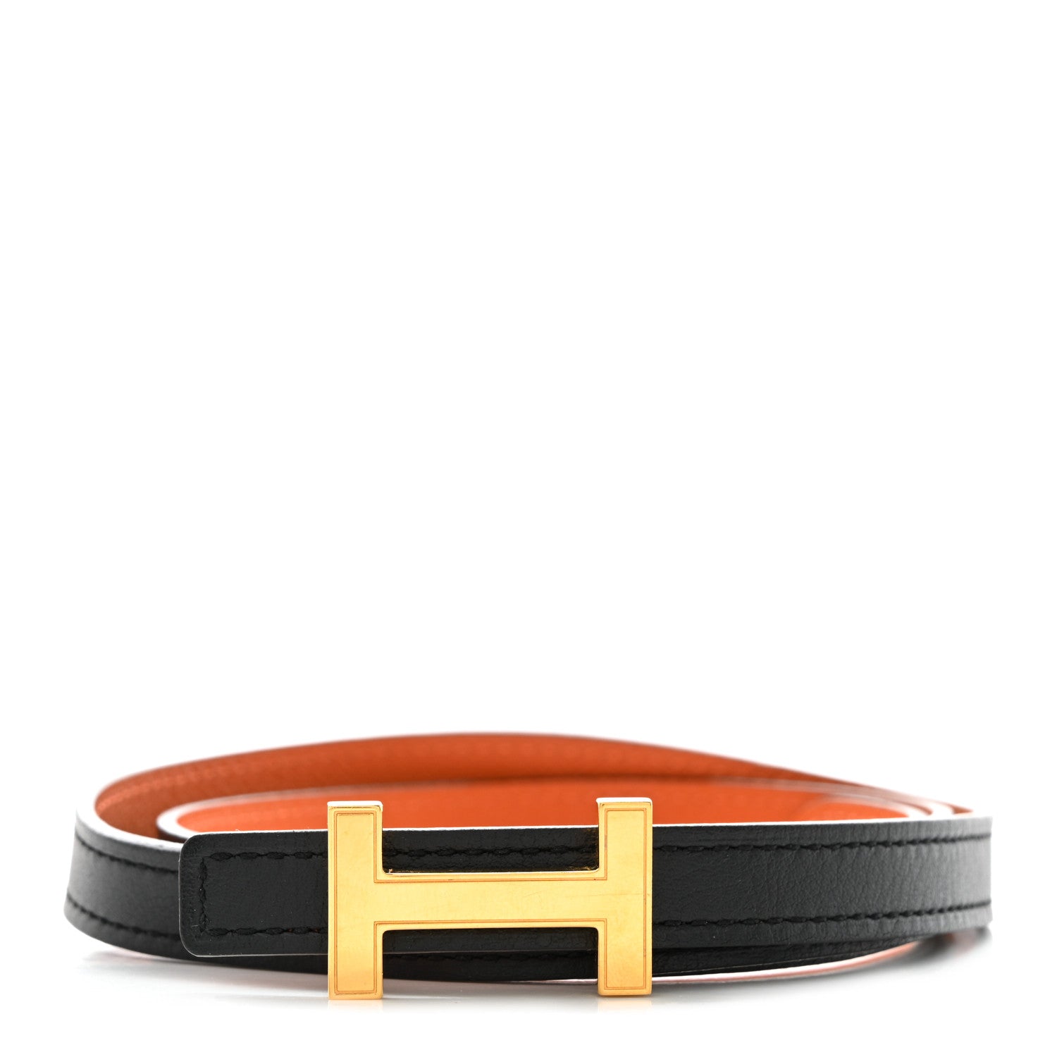 Hermes Swift Epsom 13mm Focus Belt 70 28 Black Orange 1 of 6