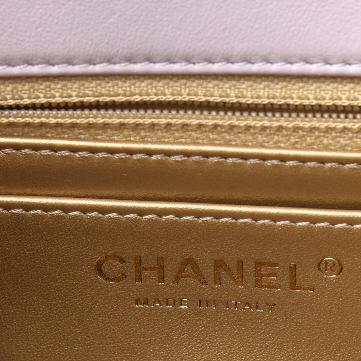 Lambskin Quilted Mini Pearl Crush Flap Light Purple
