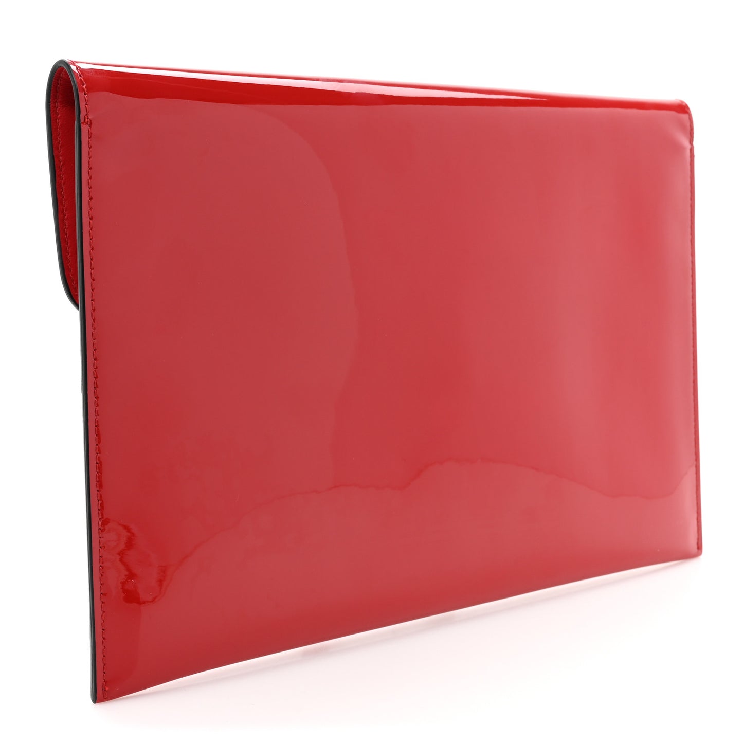 Patent Skull Lock Envelope Clutch Red