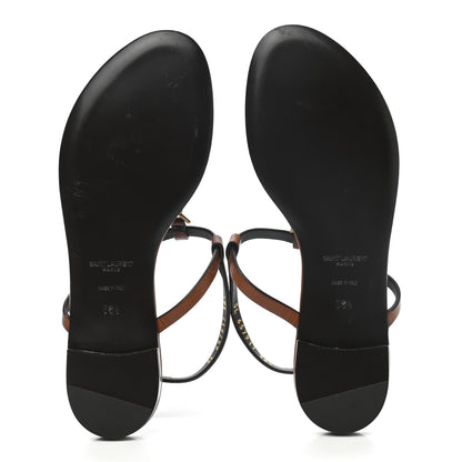 Saint Laurent Calfskin Cassandra Monogram Sandals 36.5 Brown 5 of 8