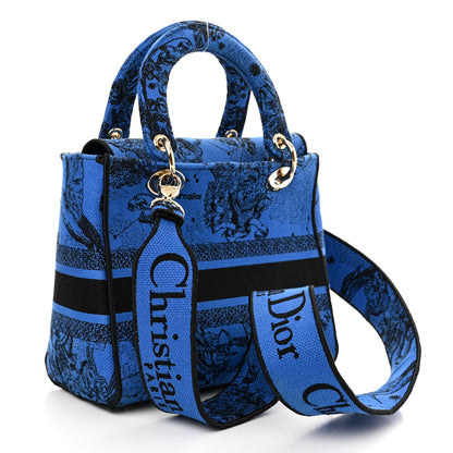 Christian Dior Canvas Toile de Jouy Zodiac Embroidered Medium Lady D-Lite Blue 3 of 9