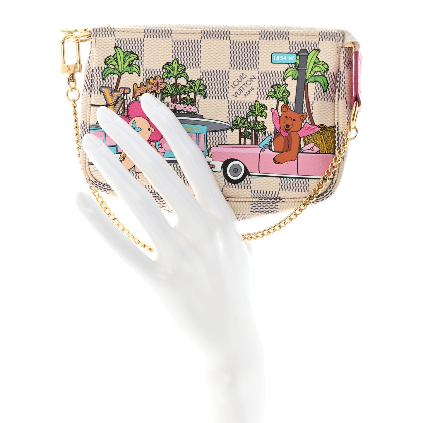 Damier Azur 2021 Christmas Animation Hollywood Mini Pochette Accessories Fuchsia