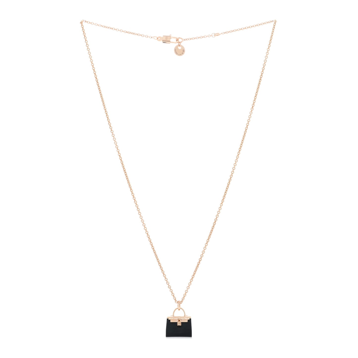 18K Rose Gold Black Jade Kelly Amulettes Pendant Necklace