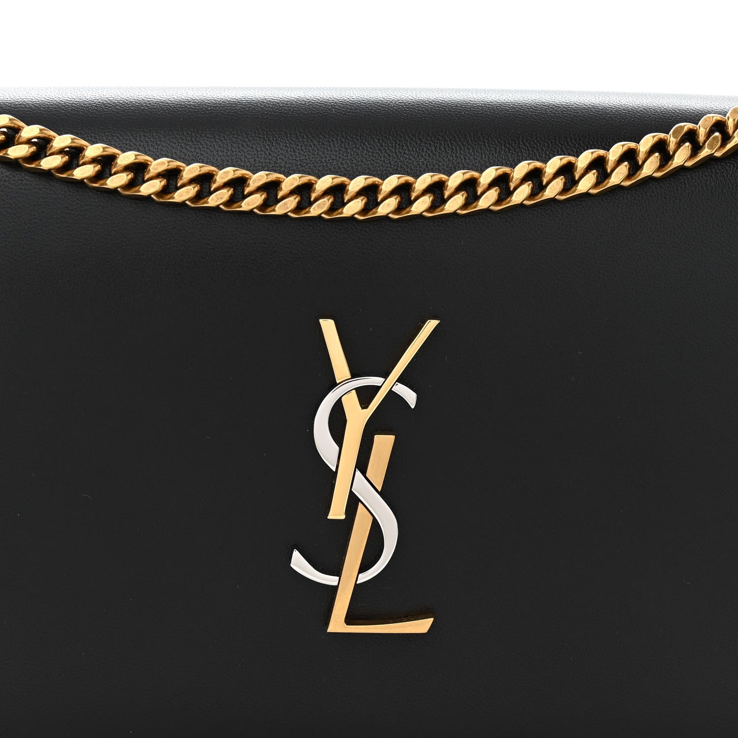 Saint Laurent Smooth Calfskin Tri-Metal Cassandre Wallet On Chain WOC Black 7 of 9