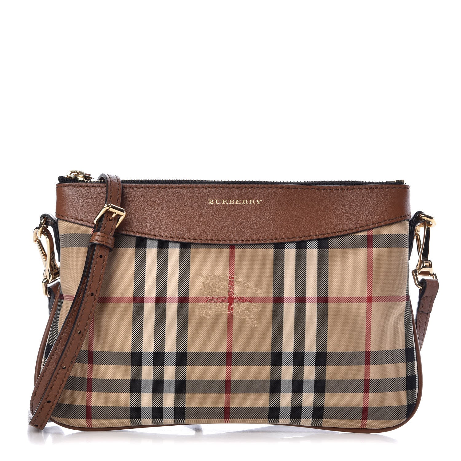 Burberry Horseferry Check Peyton Crossbody Clutch Bag Brown 1 of 6