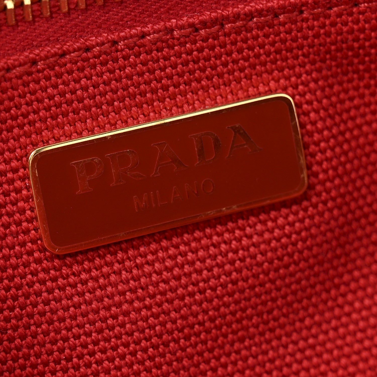 Prada Canvas Stripe Pouch Rosso White 6 of 10