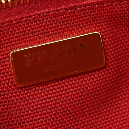 Prada Canvas Stripe Pouch Rosso White 6 of 10