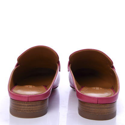 Hermes Goatskin Rivoli Mules 36 Rouge Azalee 6 of 10