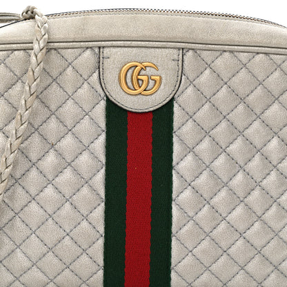 Gucci Laminated Nappa Web Trapuntata Small GG Shoulder Bag Argento 8 of 12