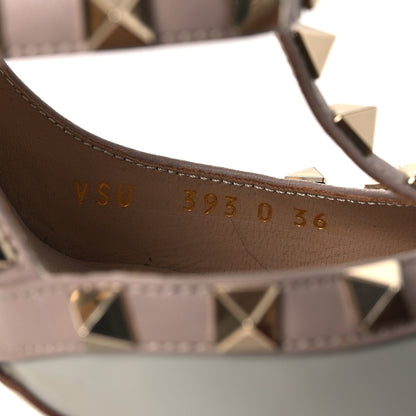 Valentino Garavani Calfskin Nappa Rockstud Ankle Strap 100mm Pumps 36 Pastel Grey Poudre 10 of 12