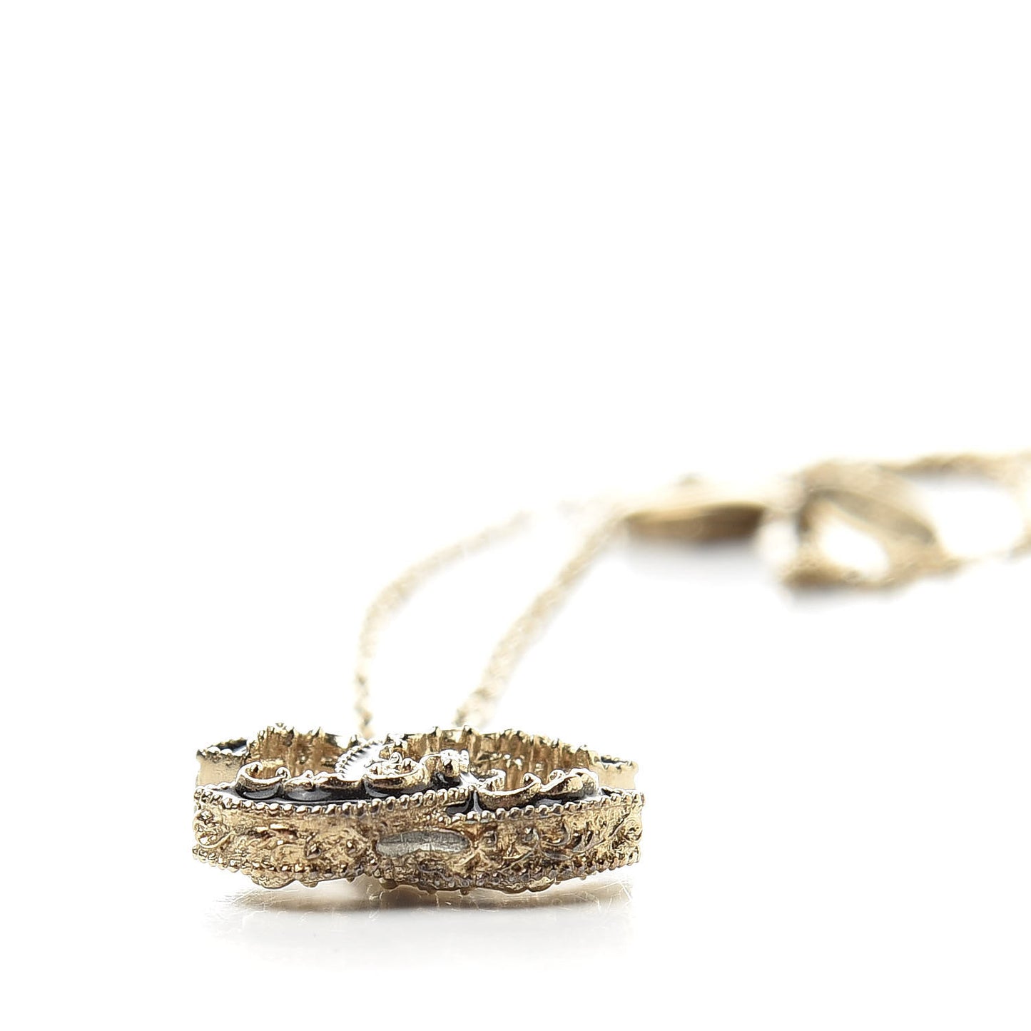 Enamel CC Baroque Necklace Black Gold