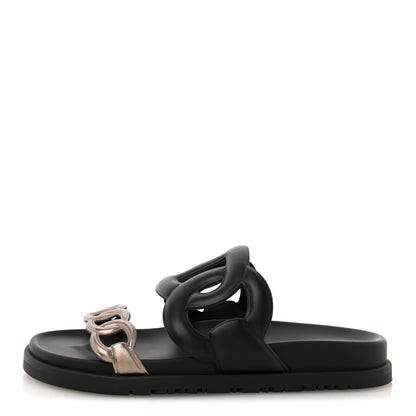 Hermes Nappa Extra Sandals 36.5 Black Mordore 1 of 11