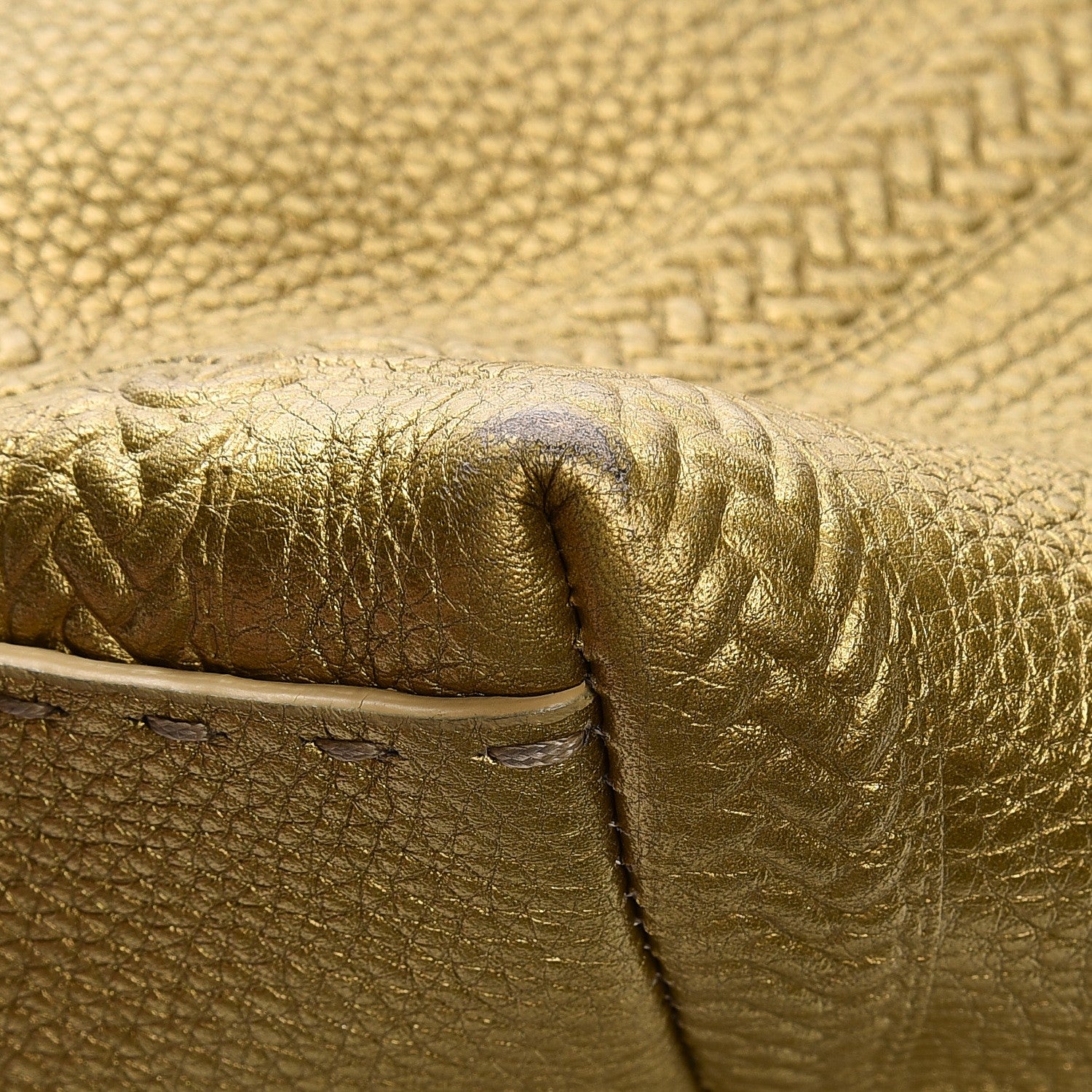 Fendi Calfskin Romano Selleria Large Villa Borghese Tote Gold 12 of 12