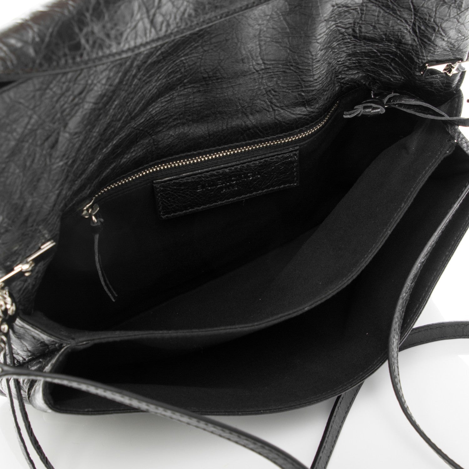 Balenciaga Agneau Classic Silver Hardware Envelope Strap Clutch Black 5 of 7
