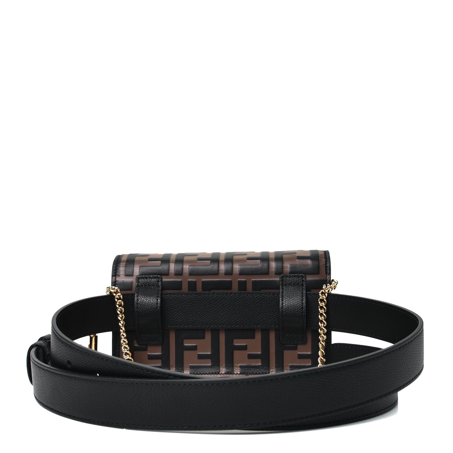 Vitello Cruise F is Fendi Bi-Color FF 1974 Embossed Envelope Belt Bag Maya Black