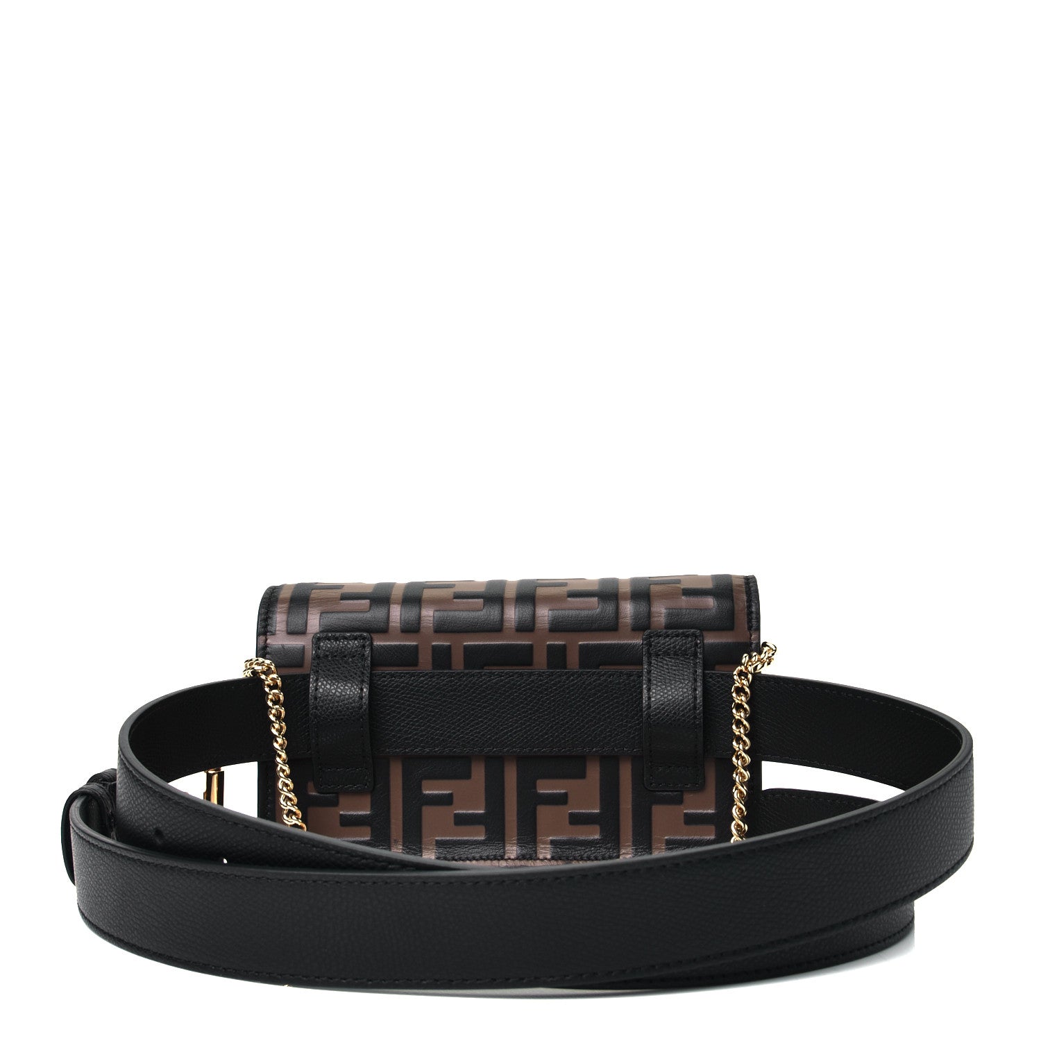 Fendi Vitello Cruise F is Fendi Bi-Color FF 1974 Embossed Envelope Belt Bag Maya Black 2 of 4