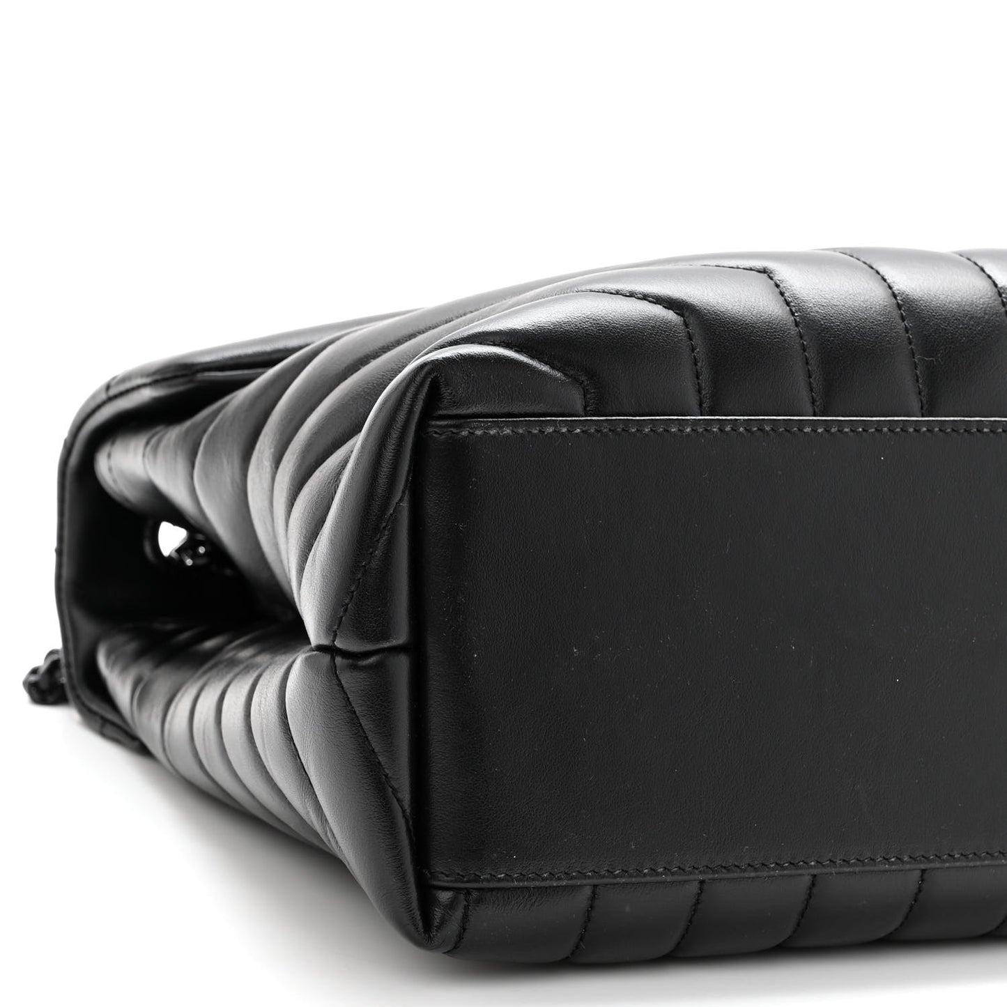 Calfskin Y Quilted Monogram Monochrome Medium Loulou Chain Satchel Black