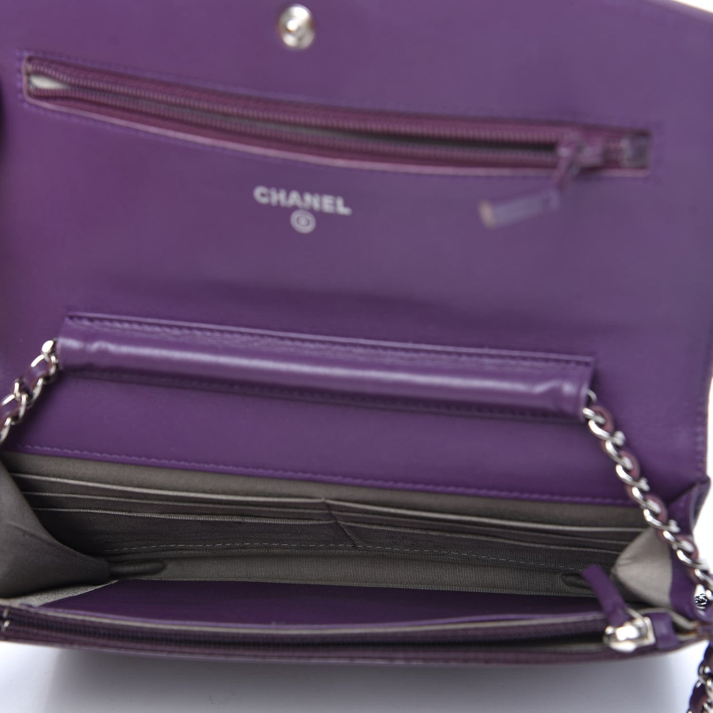 Patent Quilted Brilliant Wallet On Chain WOC Violet
