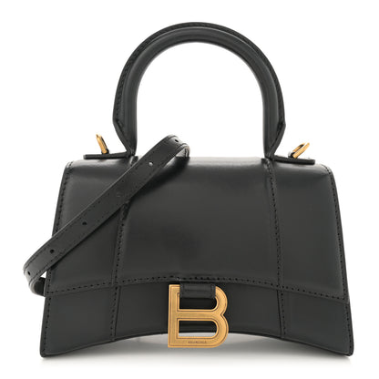 Balenciaga Shiny Box Calfskin Hourglass Top Handle Bag XS Black 1 of 11