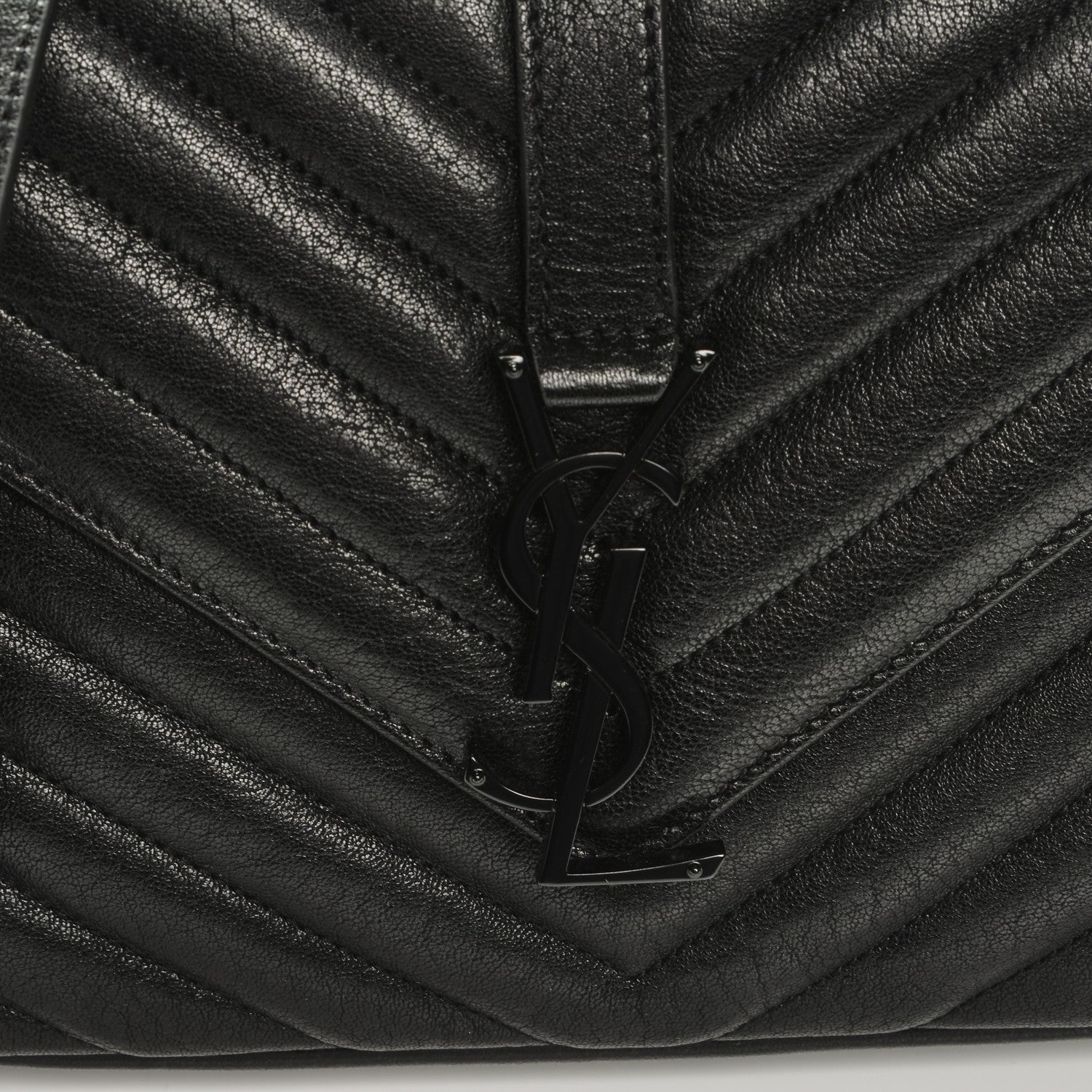 Saint Laurent Sheepskin Matelasse Chevron Monogram Medium College Bag Black 6 of 8