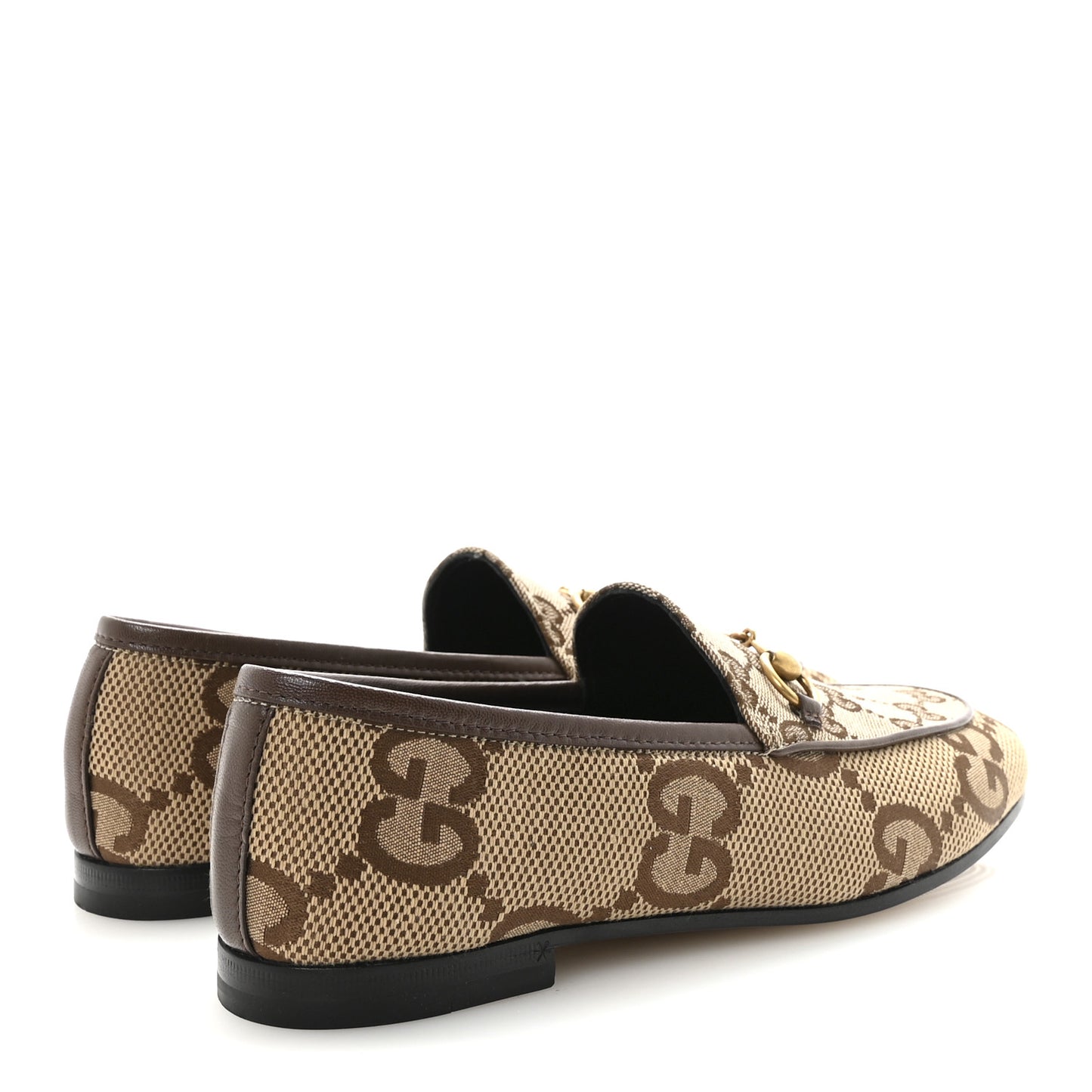 Monogram Jumbo GG Malaga Kid Horsebit Womens Jordaan Loafers 36.5 Camel Ebony New Acero Beige