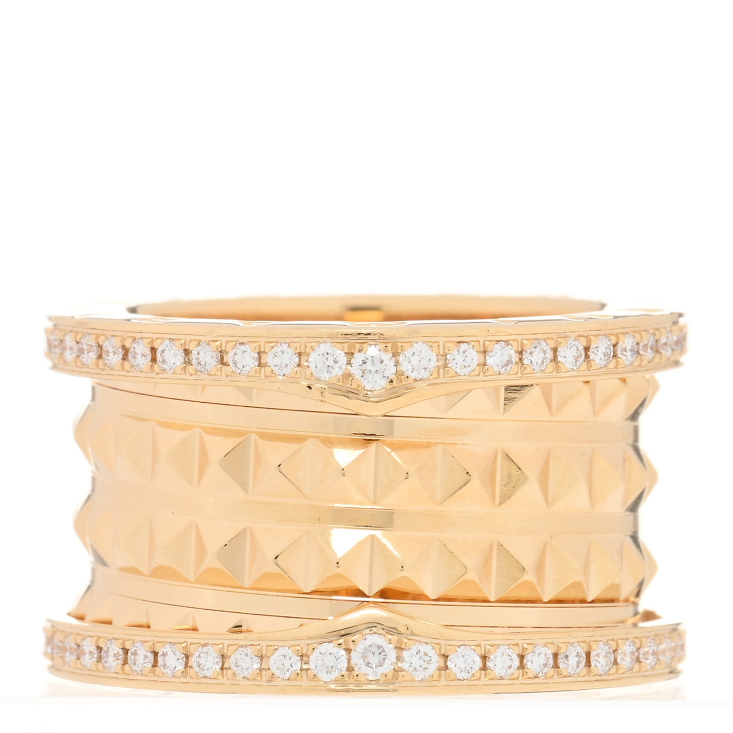 18K Yellow Gold Diamond B.Zero1 Rock Four-Band Pave Ring 50 5.25