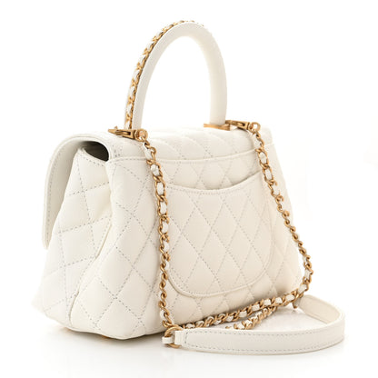 Chanel Caviar Quilted Mini Coco Chain Handle Flap White 3 of 11