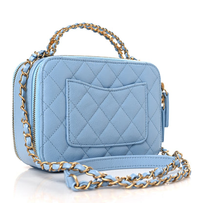 Chanel Caviar Quilted Small Pick Me Up Vanity Case Light Blue 3 of 11