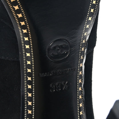 Chanel Suede Patent CC Cap Toe Platform Ankle Boots 39.5 Black 8 of 8