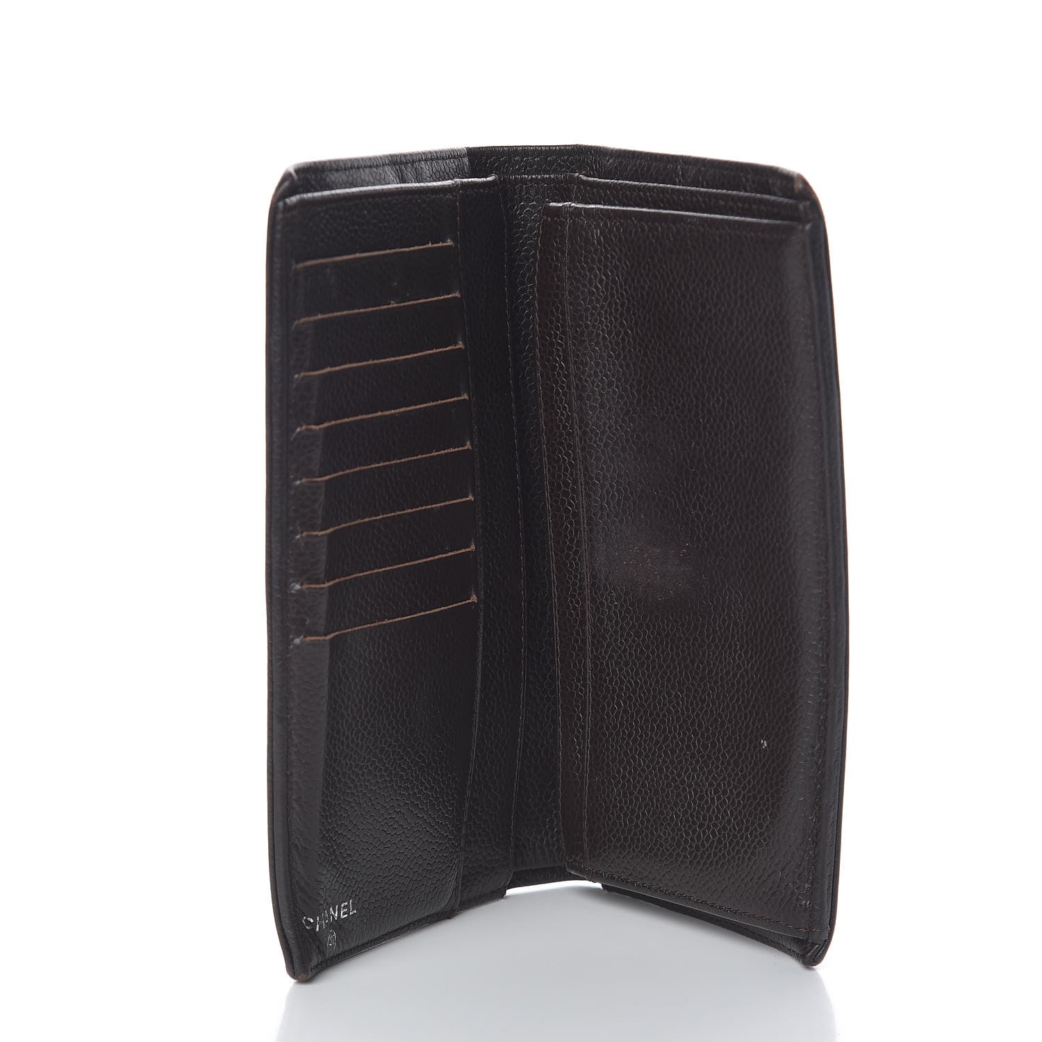 Chanel Caviar Timeless CC Yen Wallet Dark Brown 4 of 11