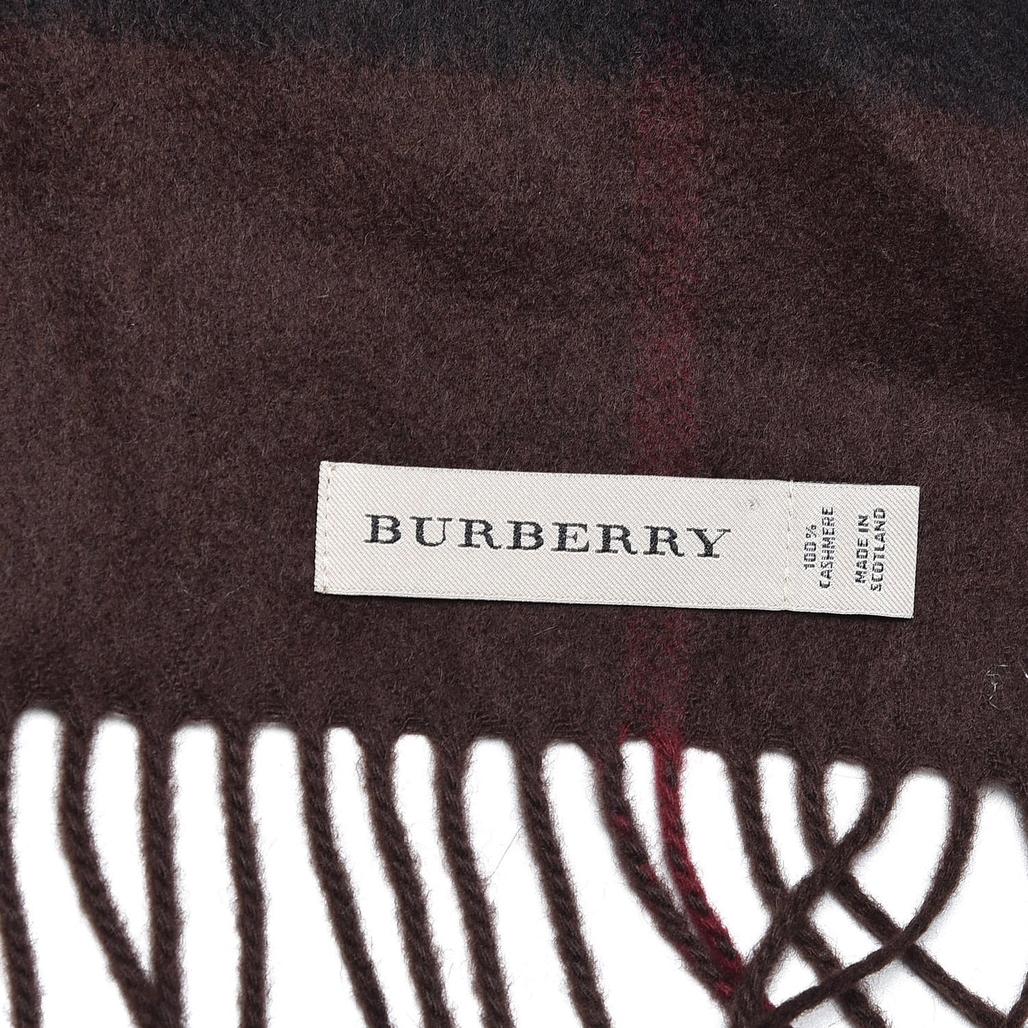 Cashmere Giant Check Fringe Scarf Dark Chestnut