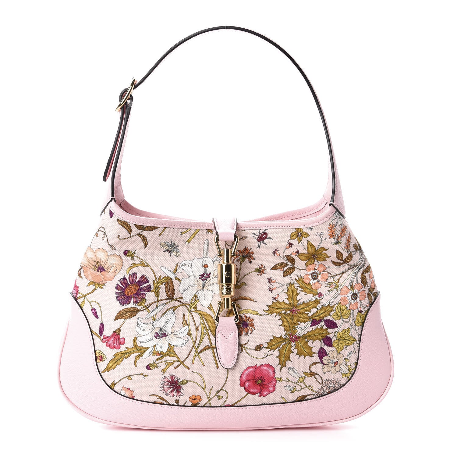 Gucci Canvas Flora Medium Jackie Hobo Light Pink 1 of 10