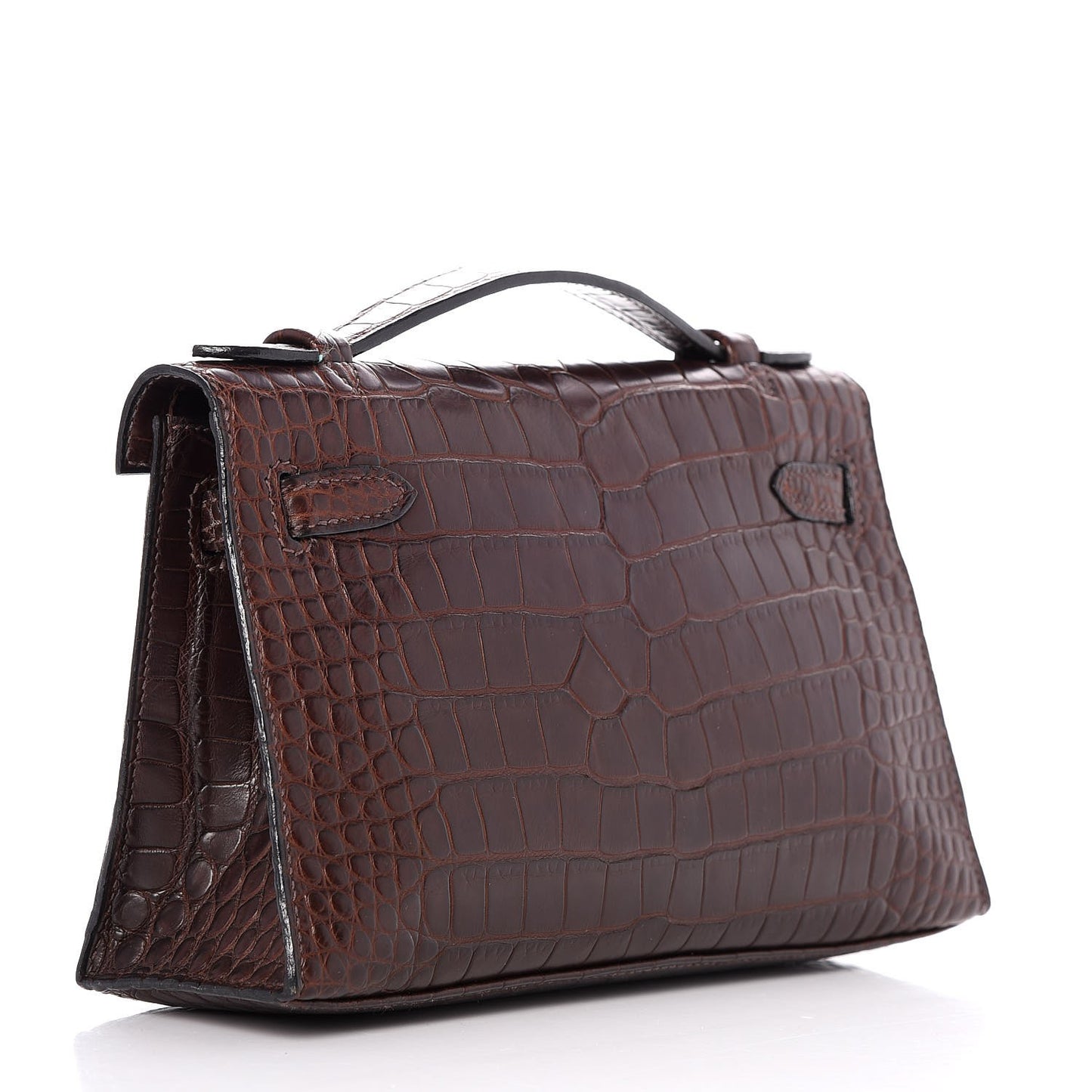Matte Niloticus Crocodile Kelly Pochette Havane