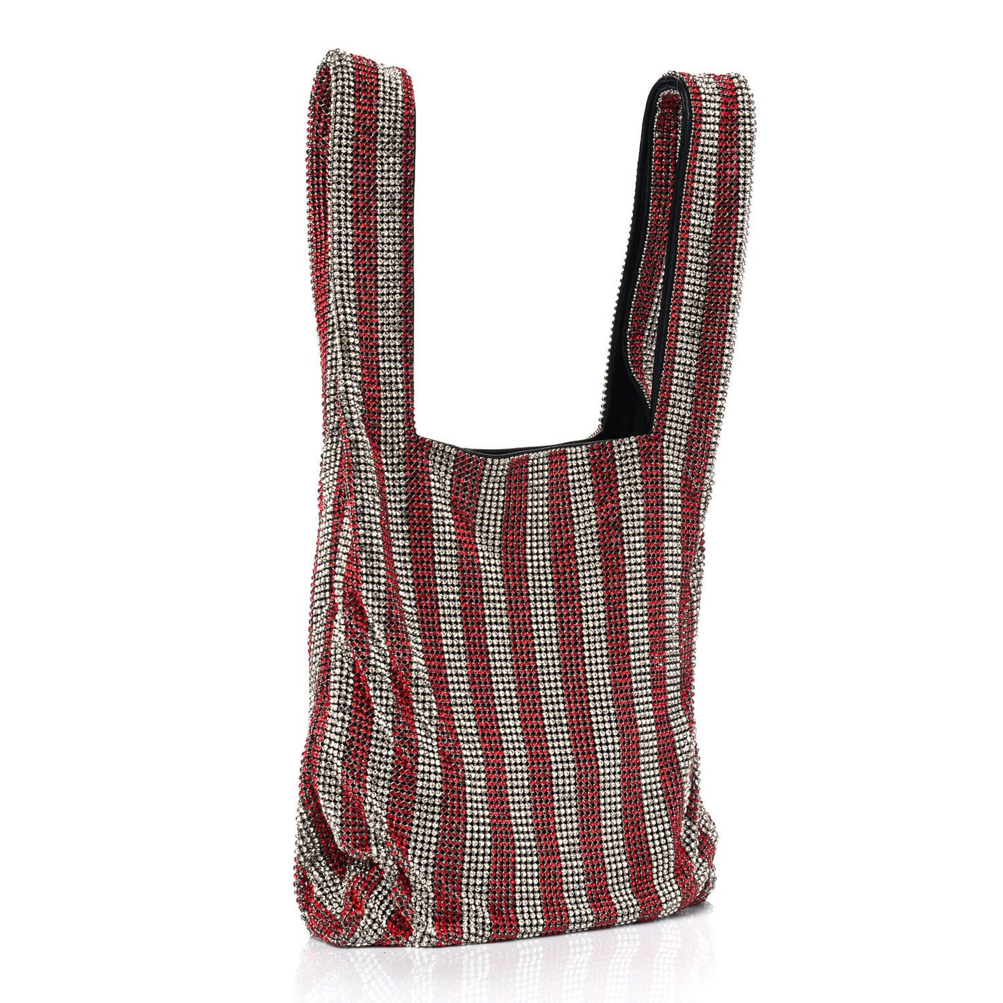 Crystal Striped Mini Wanglock Shopper Red White Multicolor