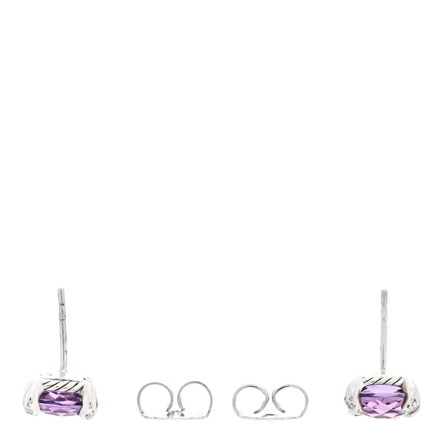 Sterling Silver Diamond Amethyst 9mm Chatelaine Earrings