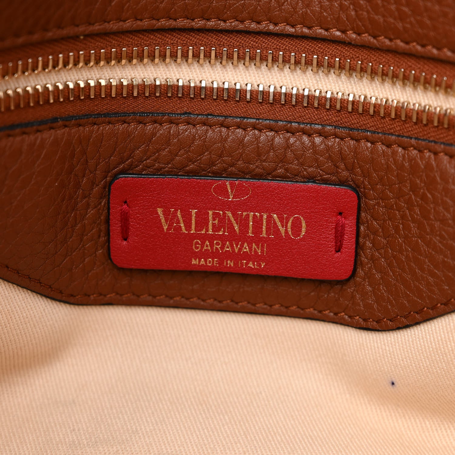 Valentino Garavani Pebbled Calfskin Medium Rockstud Top Handle Shoulder Bag Cognac 6 of 12