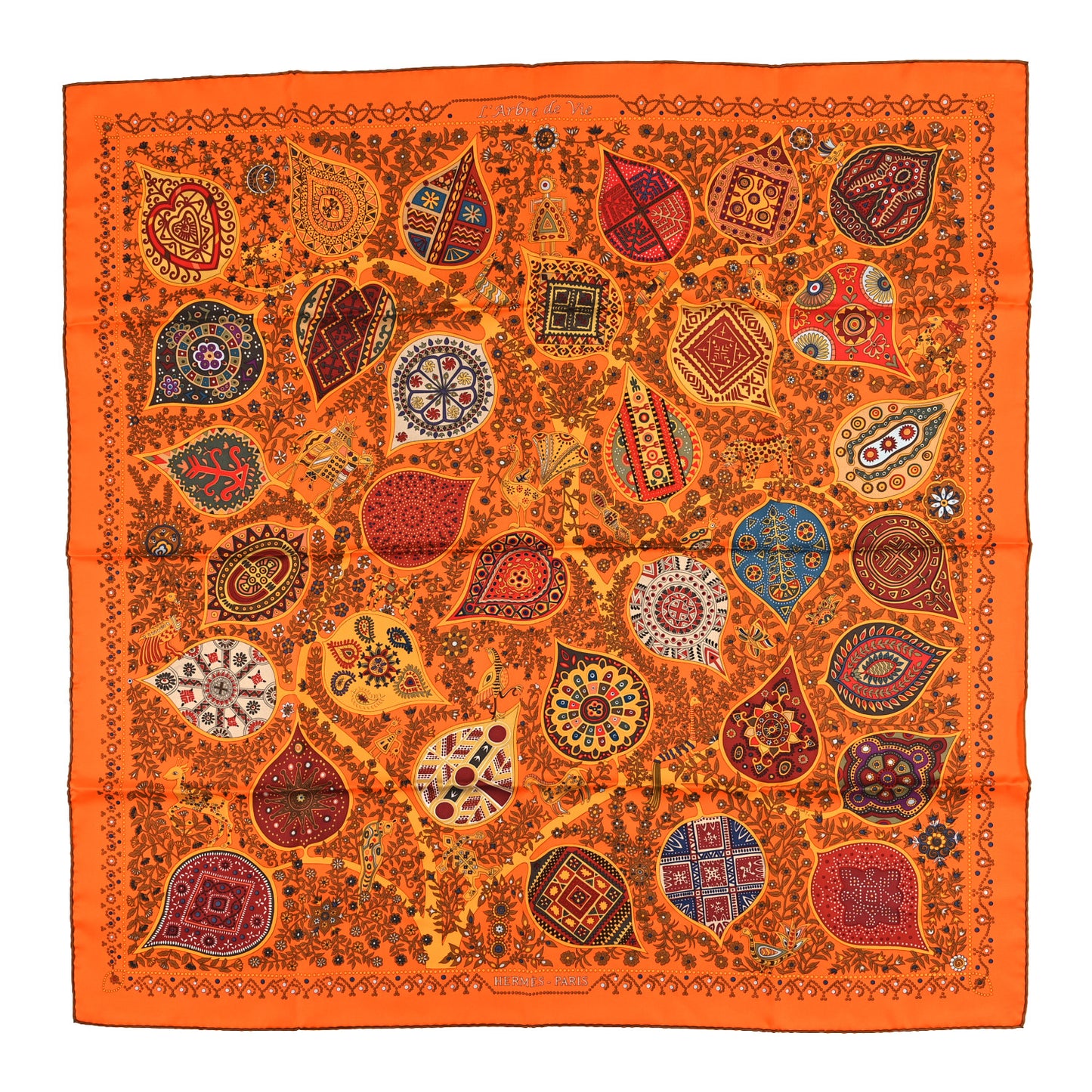 Silk L'Arbre De Vie Scarf 90 Orange