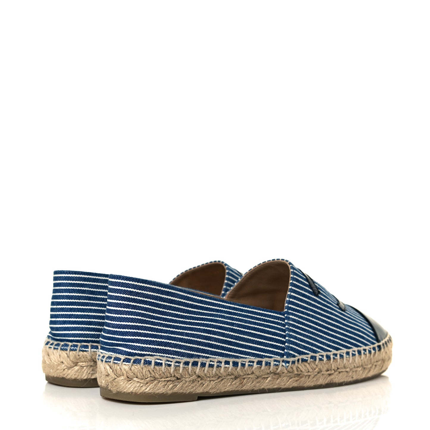 Canvas Striped Patent CC Espadrilles 40 Navy Black