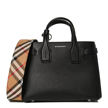 Burberry Grainy Calfskin House Check Baby Banner Tote Black 1 of 11