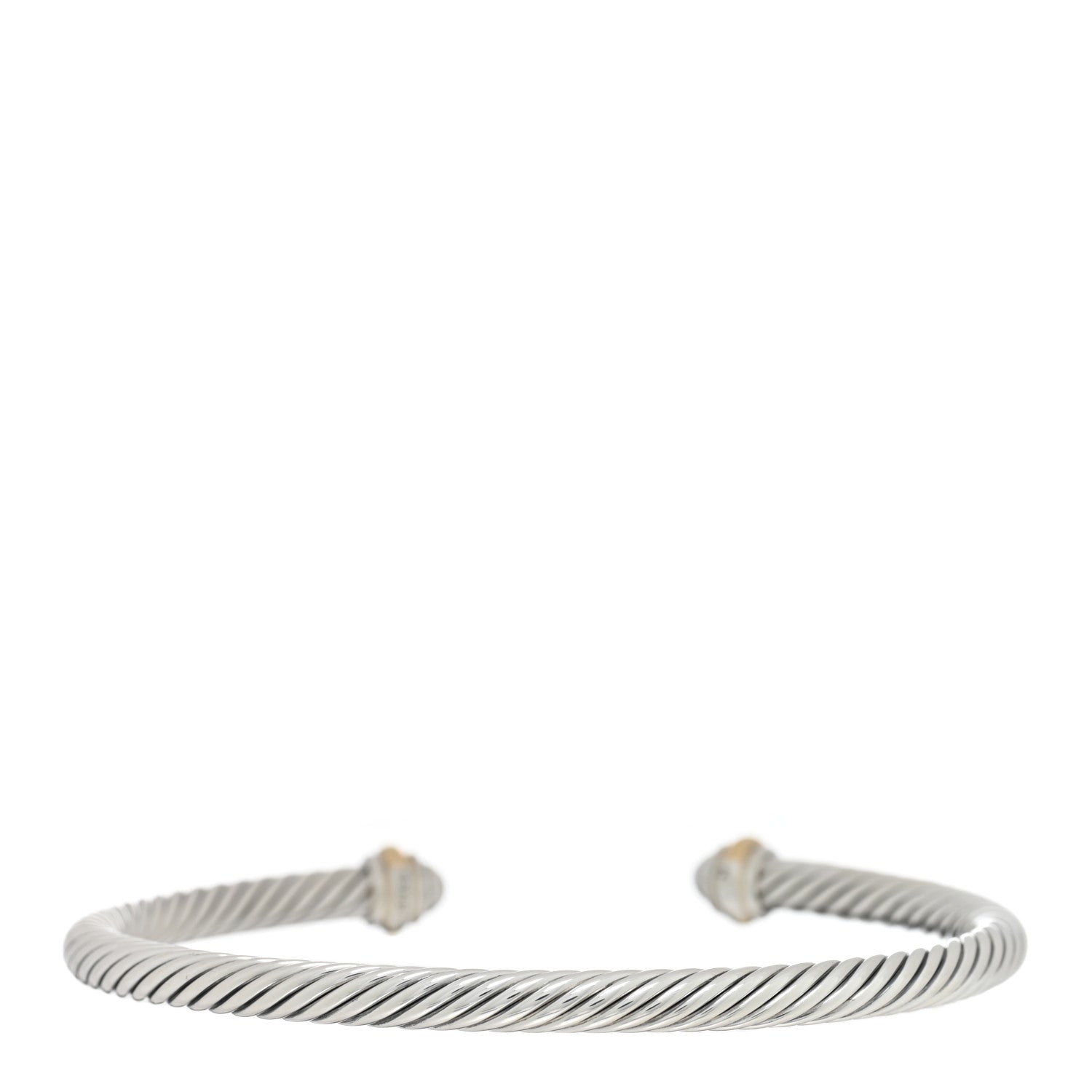 David Yurman Sterling Silver 18K Yellow Gold 4mm Cable Classics Bracelet 2 of 3