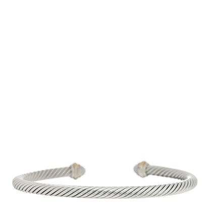 David Yurman Sterling Silver 18K Yellow Gold 4mm Cable Classics Bracelet 2 of 3