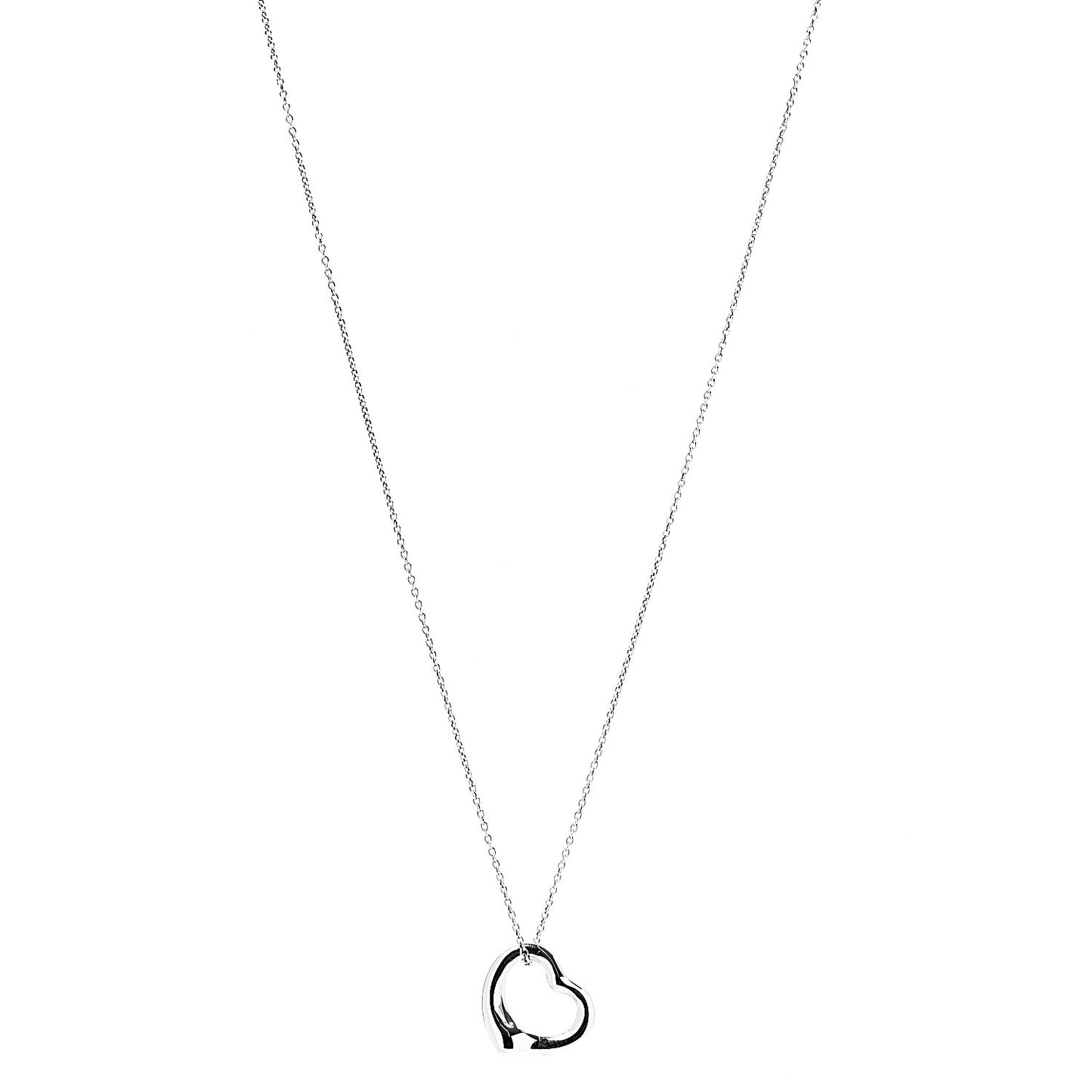Sterling Silver 16mm Elsa Peretti Open Heart Pendant Necklace