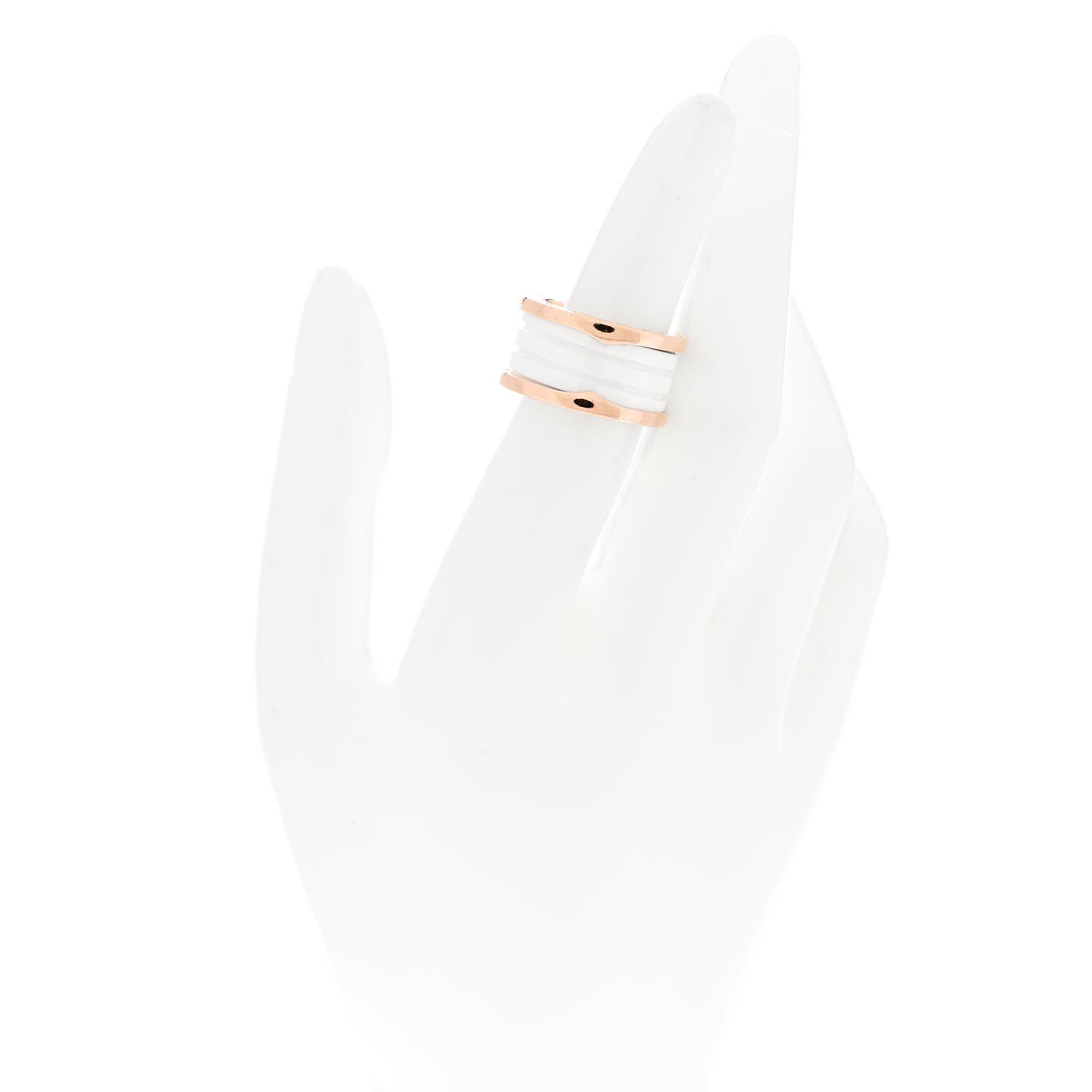 Bulgari 18K Rose Gold White Ceramic B.Zero1 Four-Band Ring 53 6.25 2 of 5