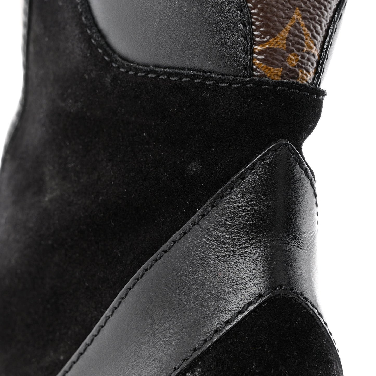 Suede Calfskin Monogram Laureate Platform Desert Boots 38 Black