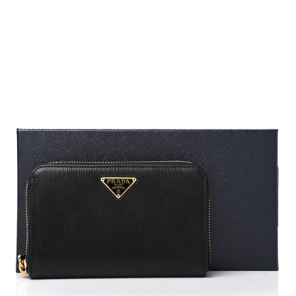 Prada Vitello Move Triangle Compact Zip Wallet Black 8 of 8