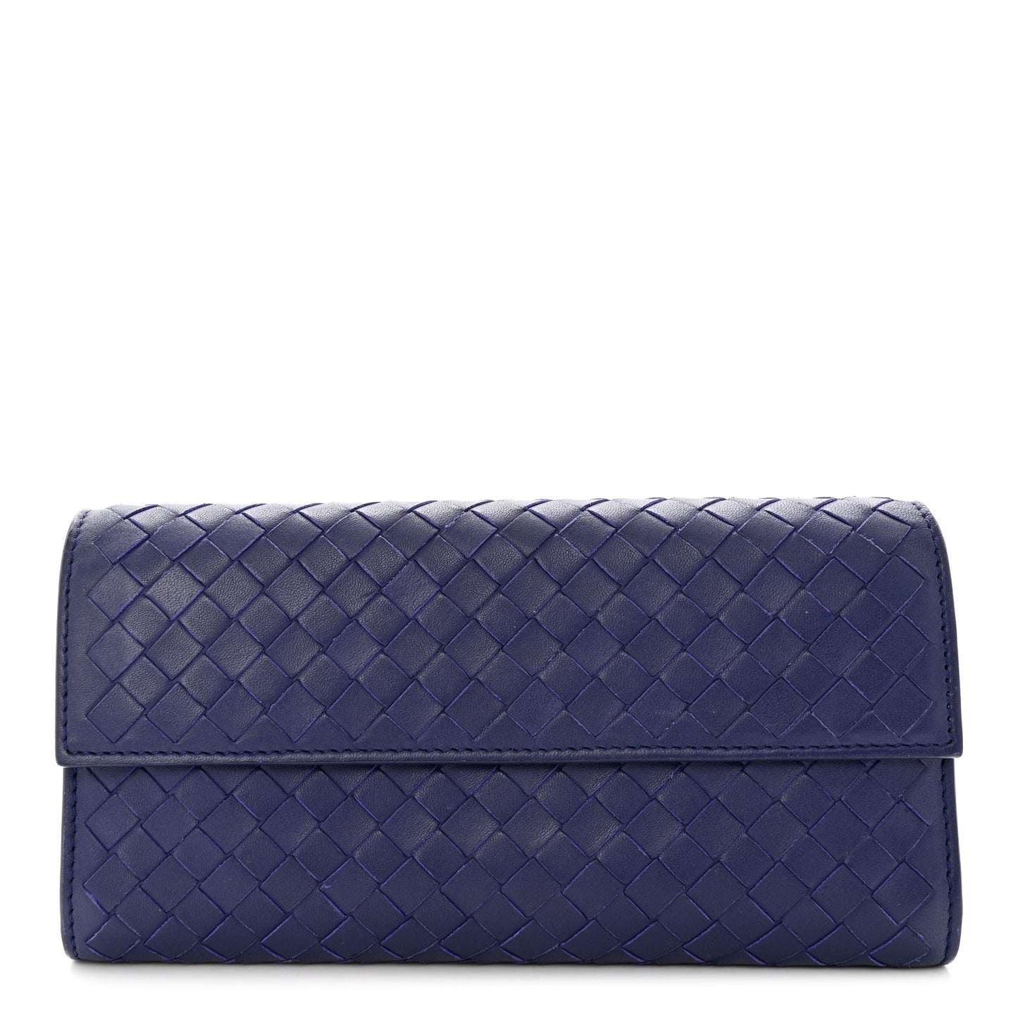 Nappa Intrecciato Continental Flap Wallet Atlantic